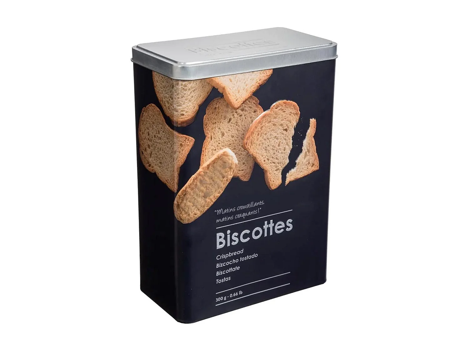 Eisenbehälter für Zwieback mit Relief Schwarz 300g 18x10x h24,5 cm