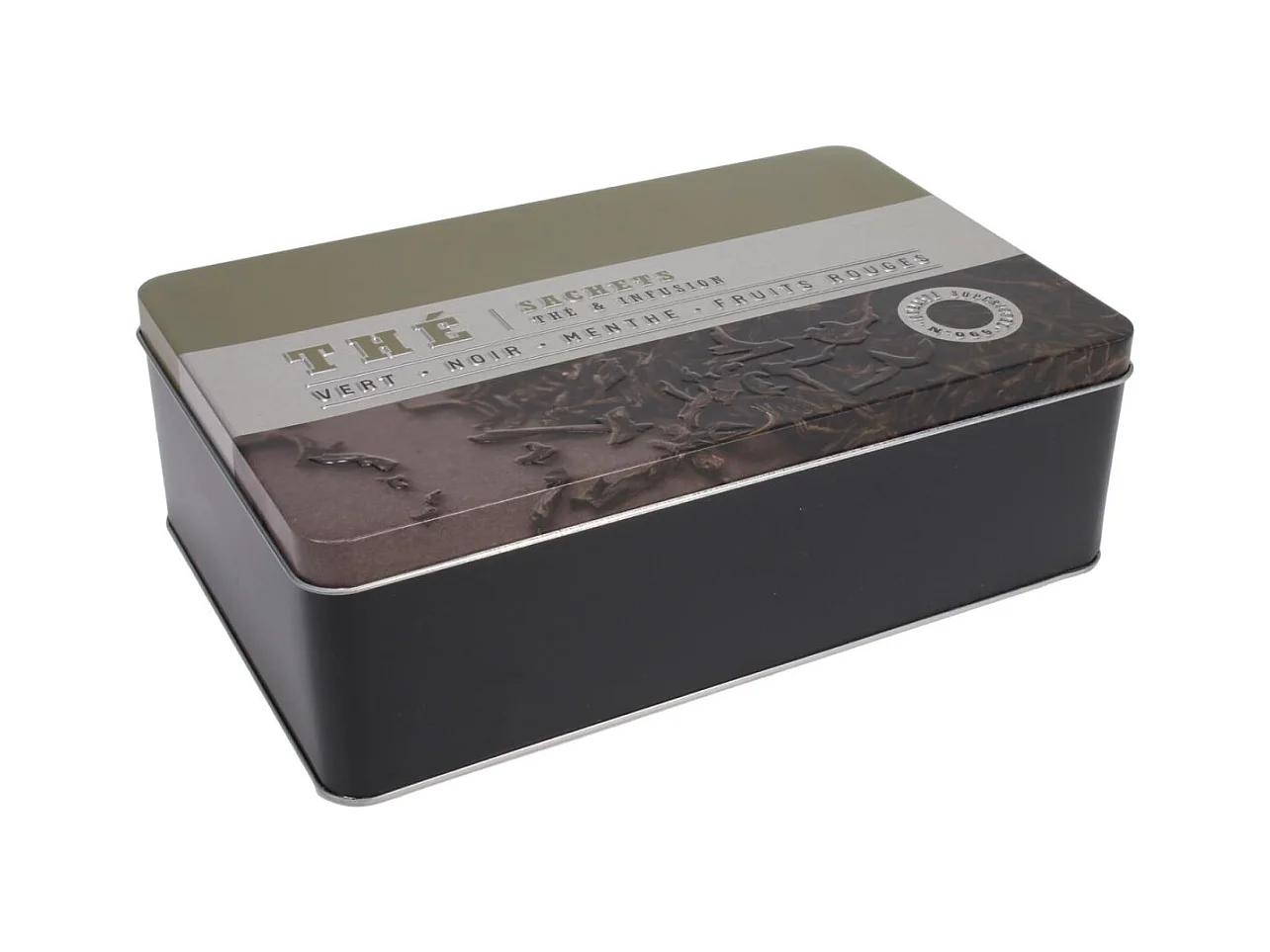 Boîte à Thé en Métal "Relief Vintage" 21cm Marron