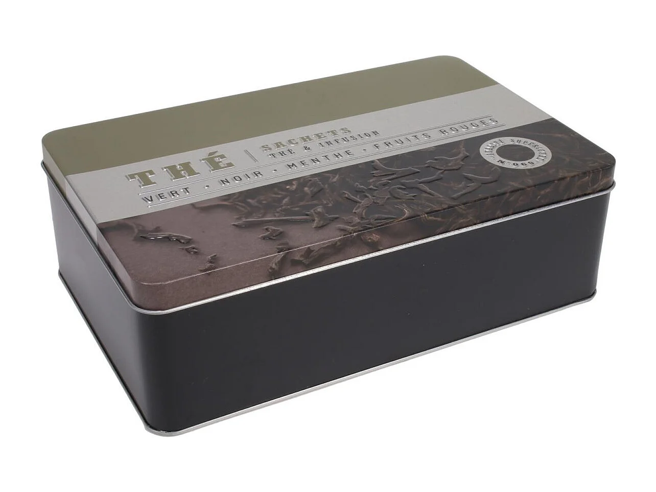 Boîte à Thé en Métal "Relief Vintage" 21cm Marron