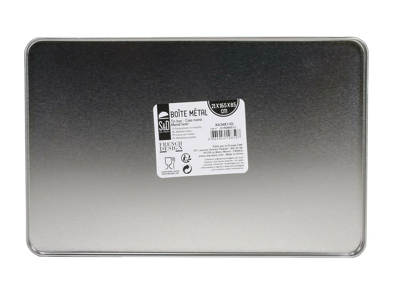 Boîte à Thé en Métal "Relief Vintage" 21cm Marron