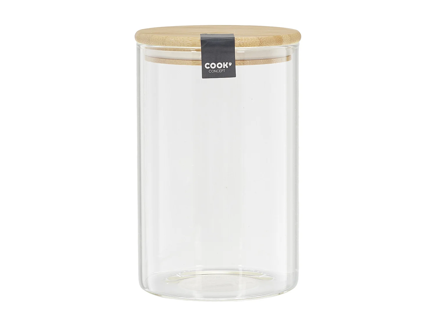 Bocal En Verre Et Bambou 1l Transparent, Marron