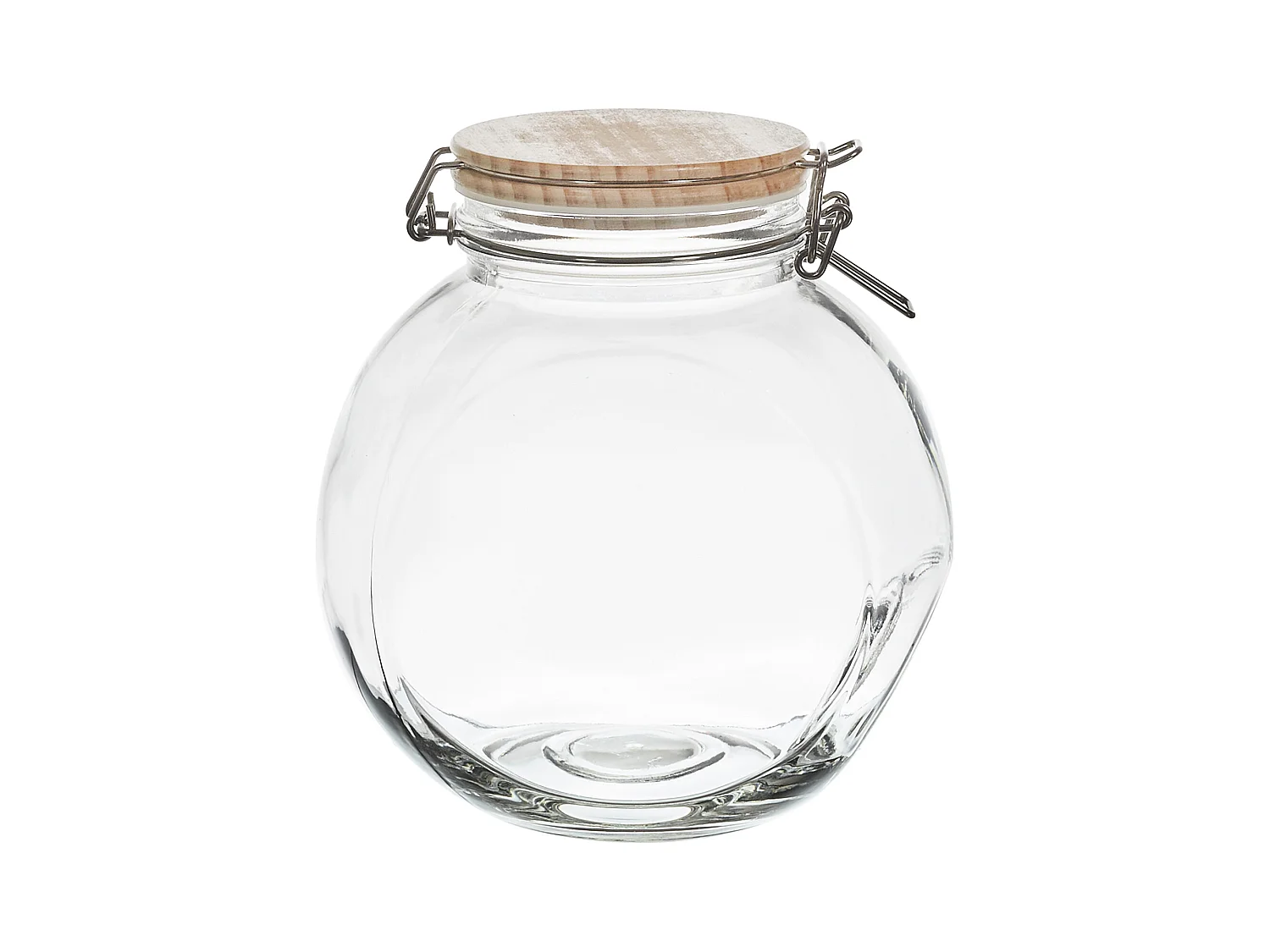 Bocal De Conservation Rond Couvercle Bois 2.2l Transparent, Marron