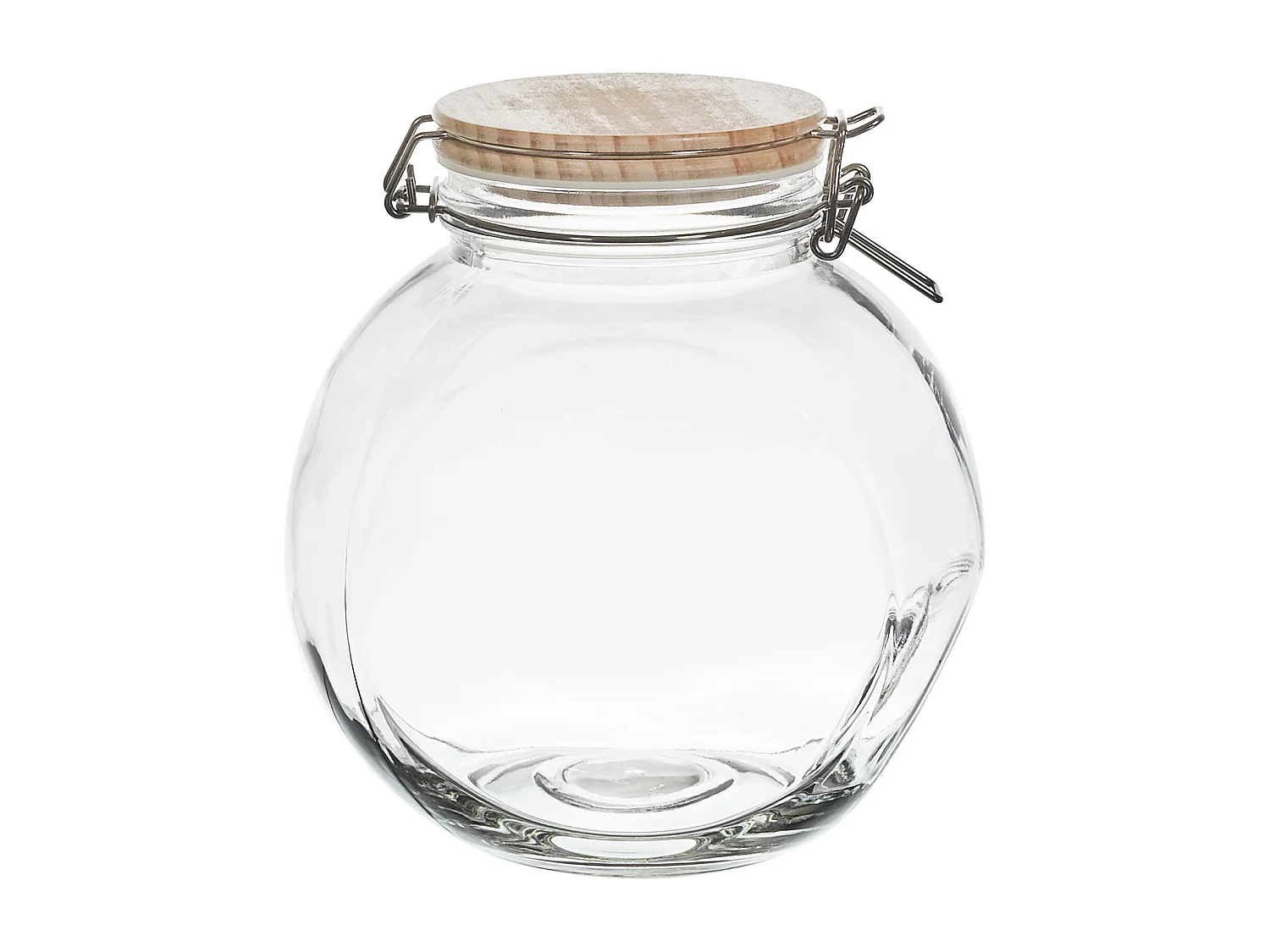 Bocal De Conservation Rond Couvercle Bois 2.2l Transparent, Marron