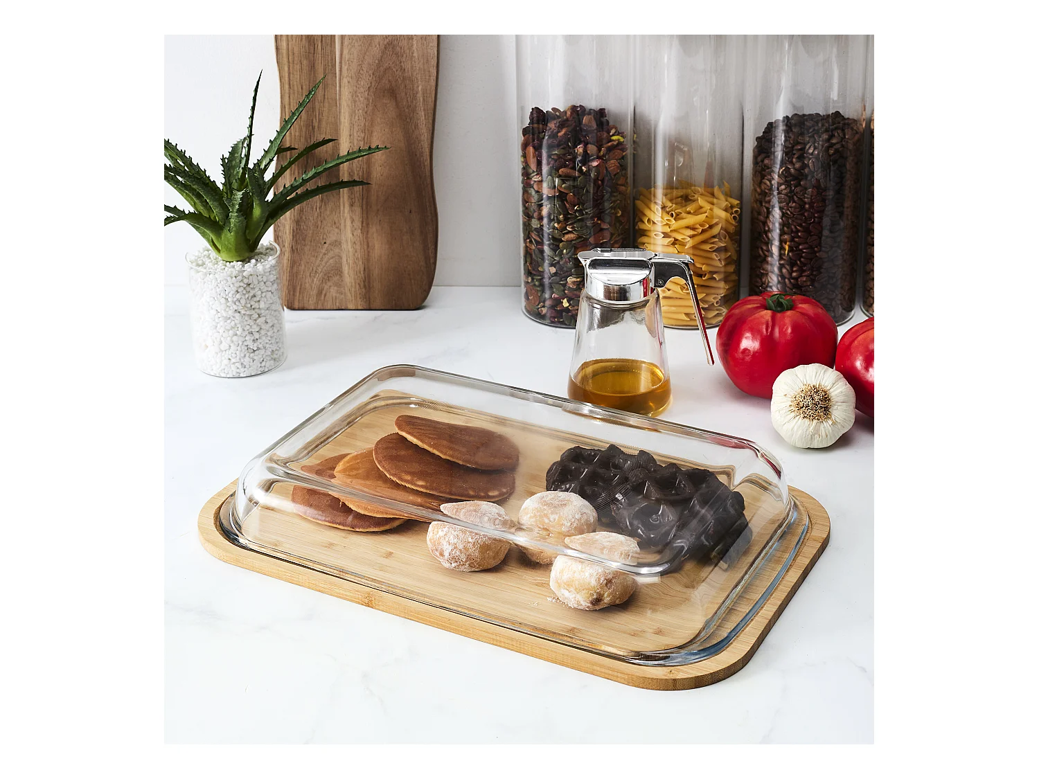 Boite Borosilicate Avec Support En Bambou 41cm