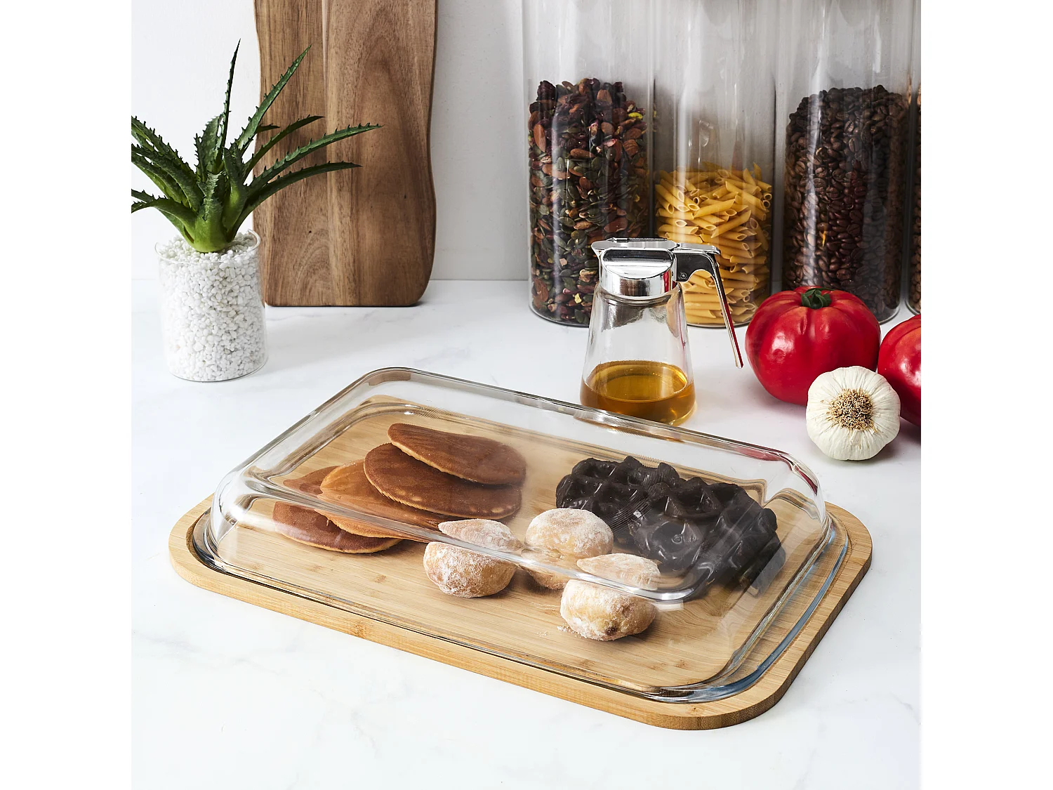 Boite Borosilicate Avec Support En Bambou 41cm