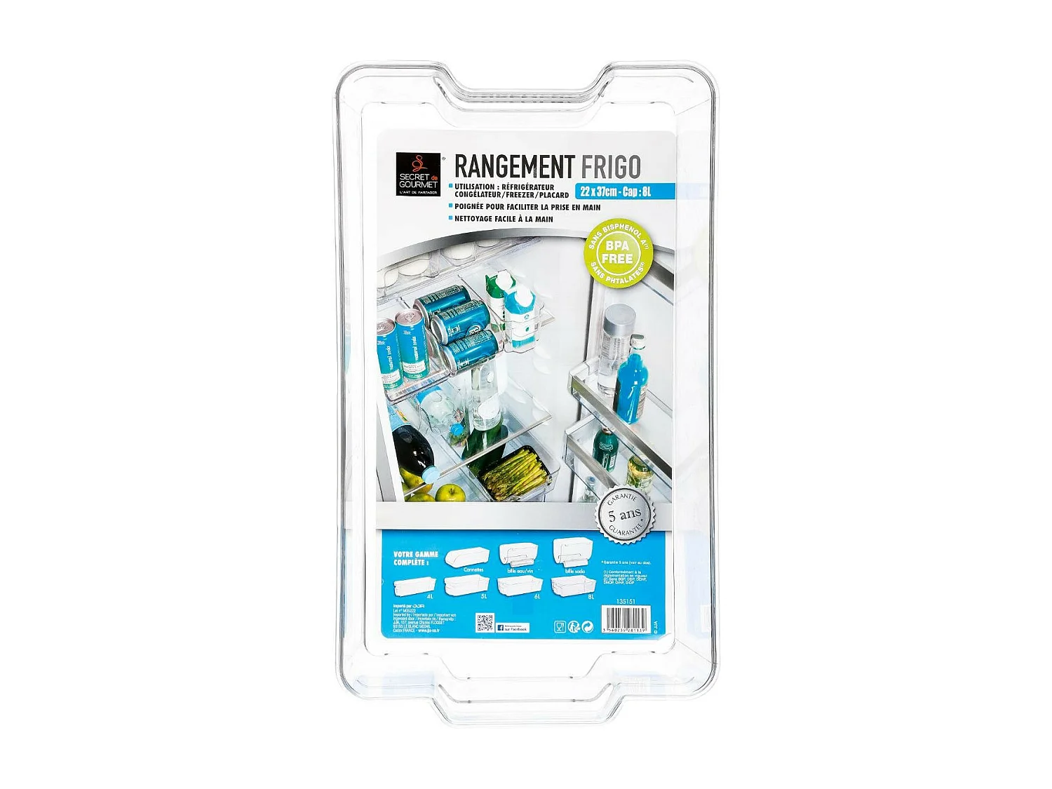 Bac de Rangement "Frigo" 8L Transparent