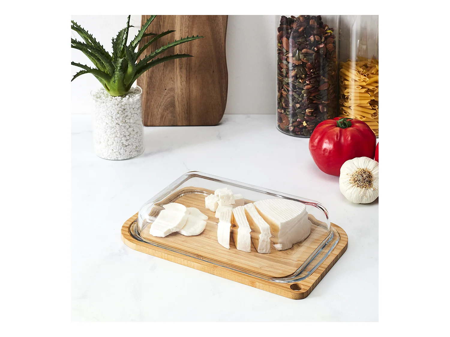 Boite Borosilicate Avec Support En Bambou 28cm