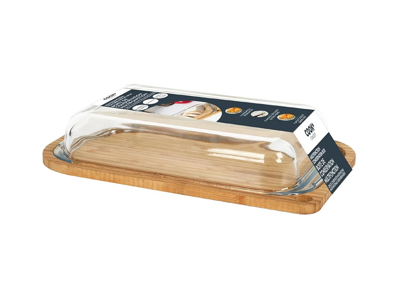 Boite Borosilicate Avec Support En Bambou 28cm