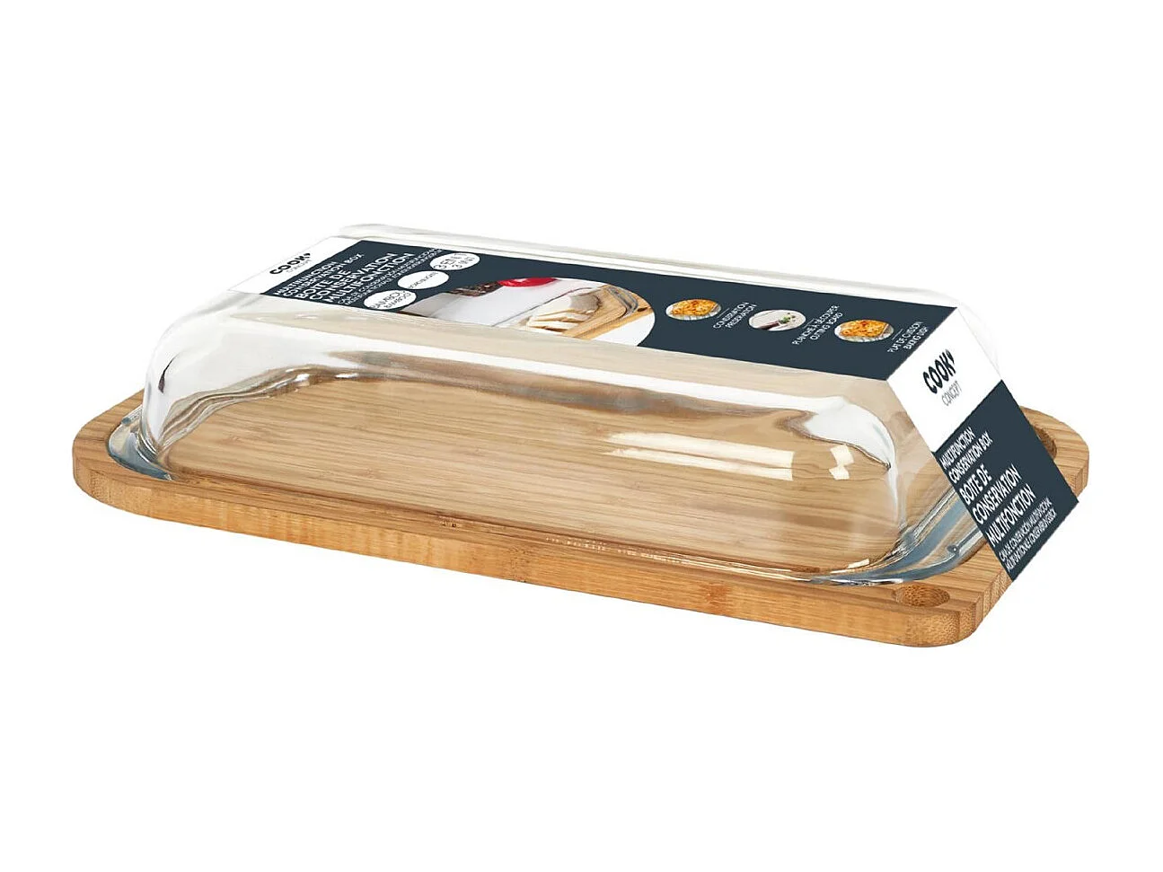 Boite Borosilicate Avec Support En Bambou 28cm