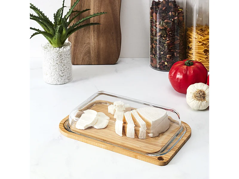 Boite Borosilicate Avec Support En Bambou 28cm