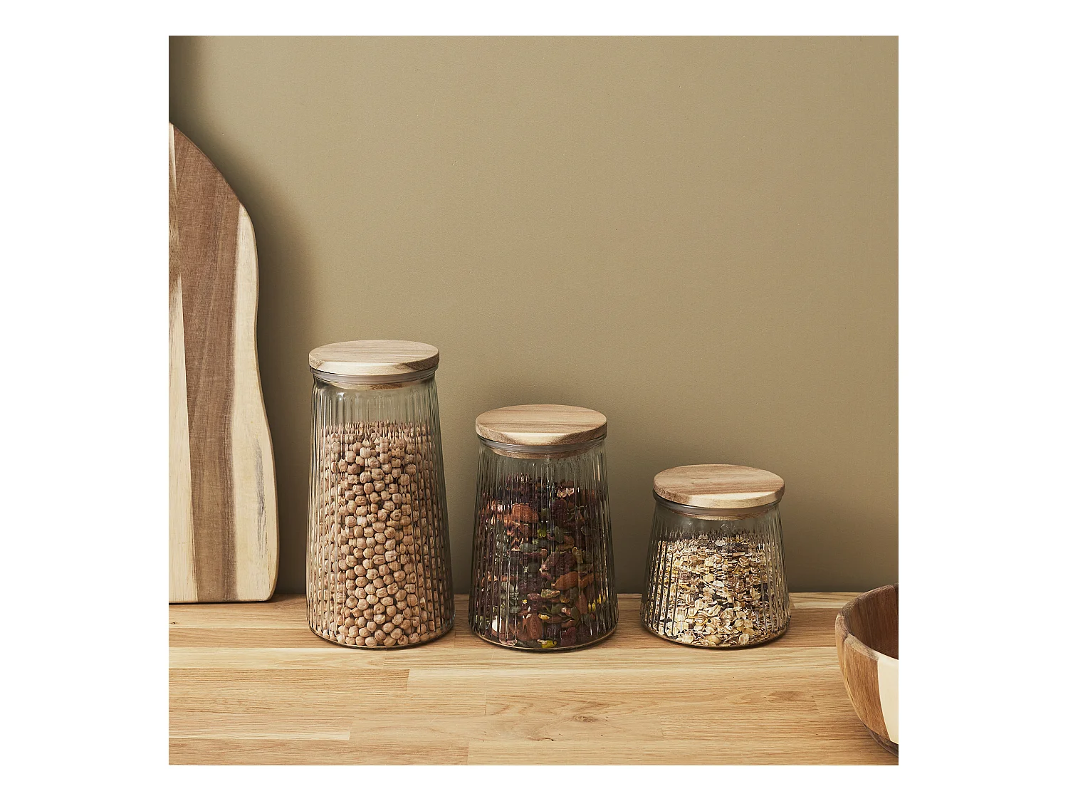 Bocal En Verre Top Acacia 130cl Transparent, Marron