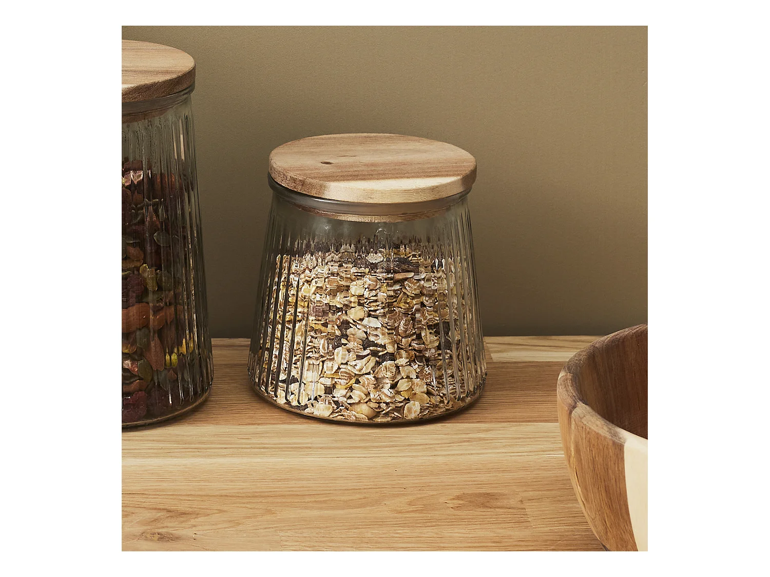 Bocal En Verre Top Acacia 130cl Transparent, Marron