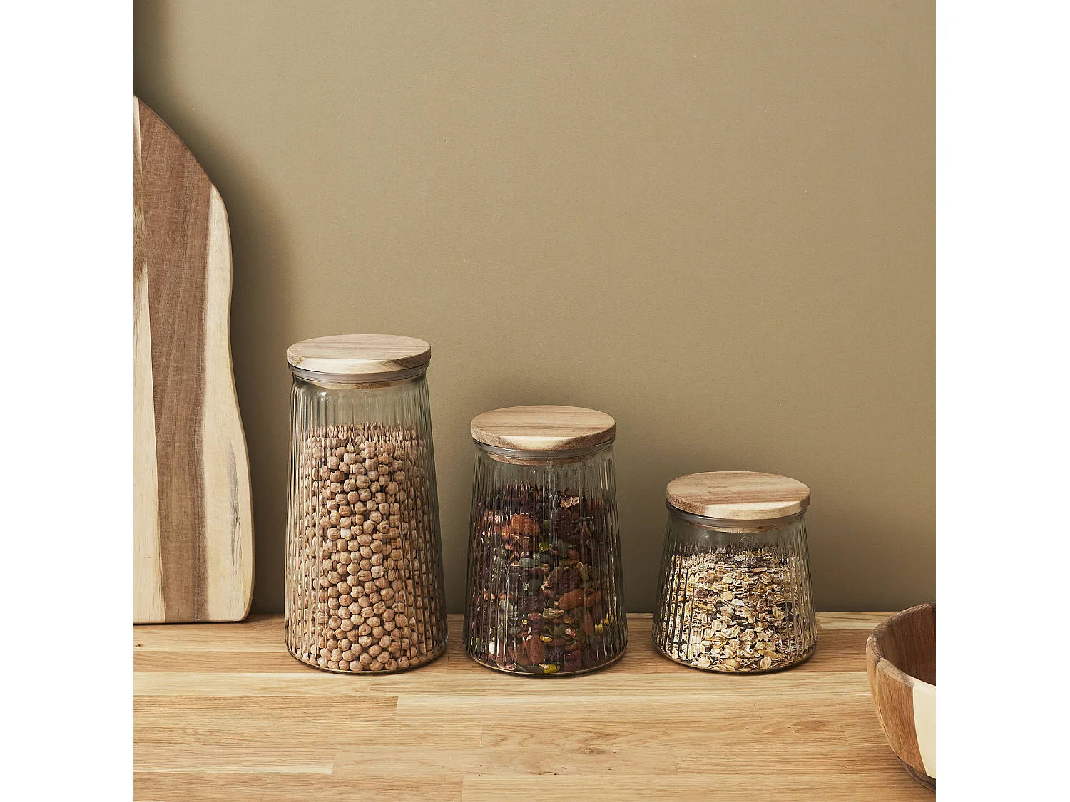 Bocal En Verre Top Acacia 130cl Transparent, Marron