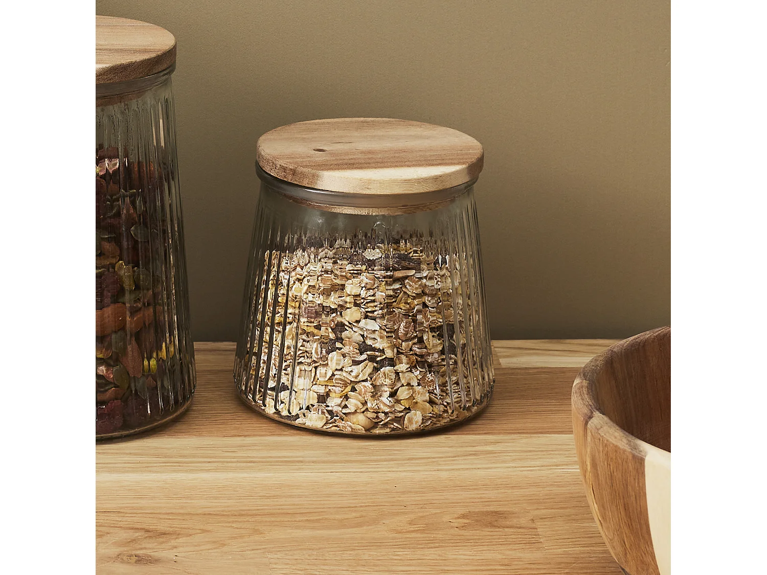 Bocal En Verre Top Acacia 130cl Transparent, Marron