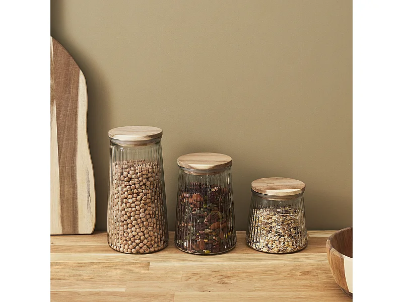 Bocal En Verre Top Acacia 130cl Transparent, Marron