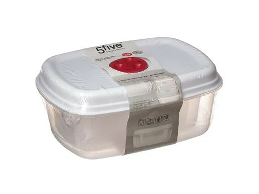 Lot de 5 Boîtes de Conservation "Micro-Ondes" 25cm Blanc