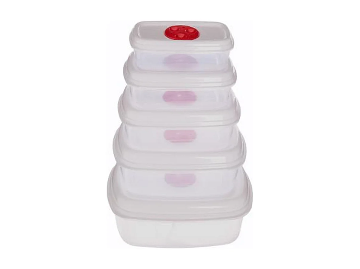 Lot de 5 Boîtes de Conservation "Micro-Ondes" 25cm Blanc