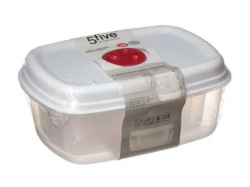 Lot de 5 Boîtes de Conservation "Micro-Ondes" 25cm Blanc