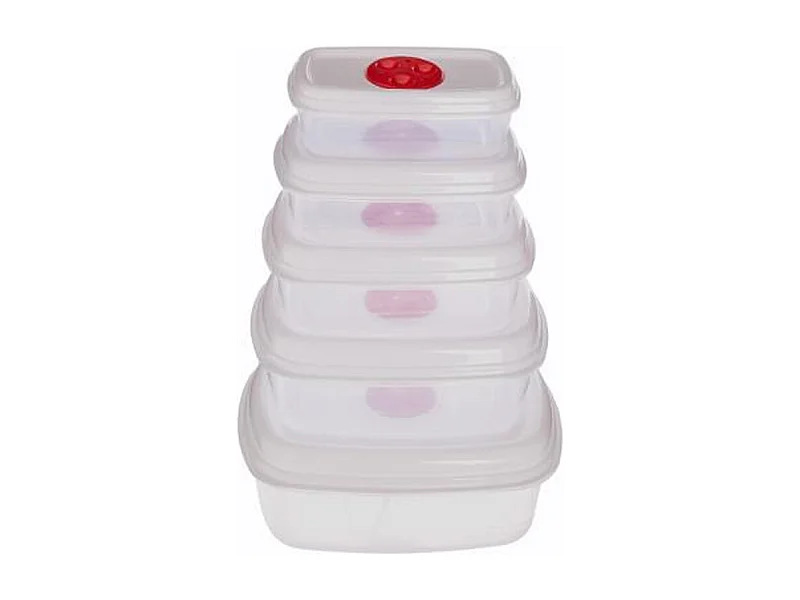 Lot de 5 Boîtes de Conservation "Micro-Ondes" 25cm Blanc