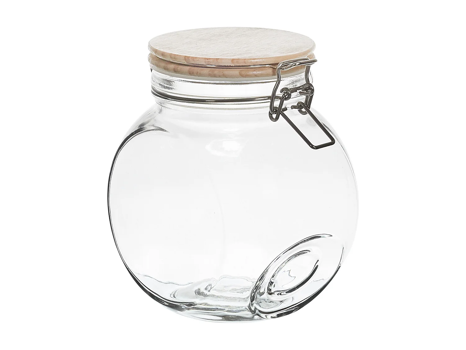 Bocal De Conservation Rond Couvercle Bois 1.7l Transparent, Marron