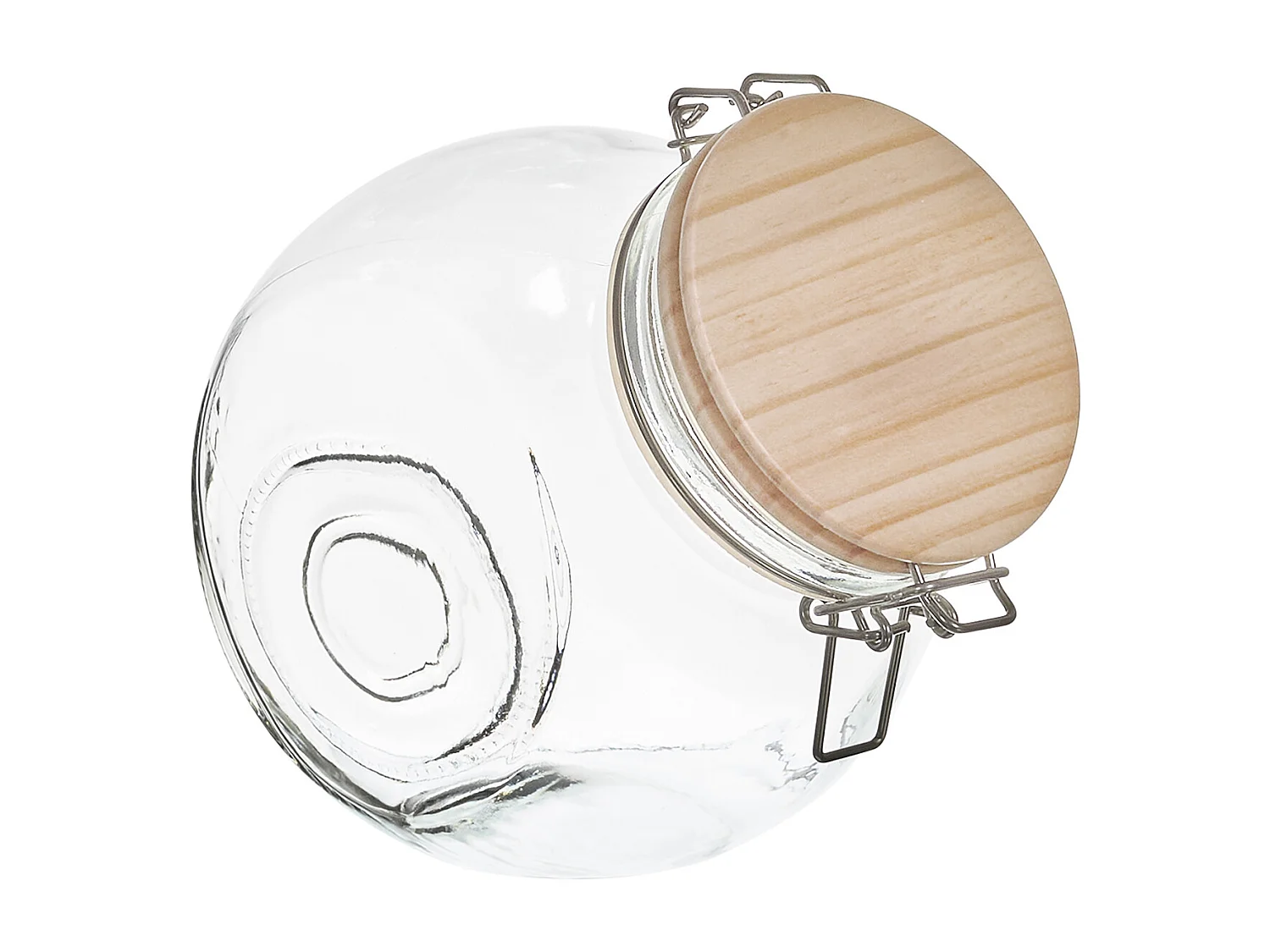 Bocal De Conservation Rond Couvercle Bois 1.7l Transparent, Marron