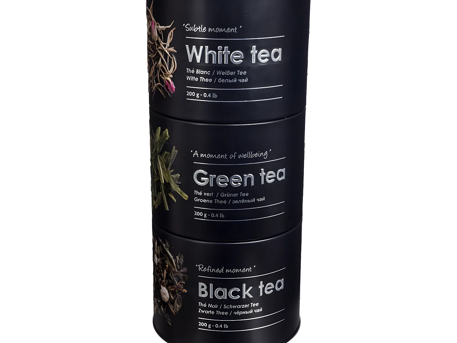 Boîte à Thé 3 Compartiments "Relief II" 26cm Noir