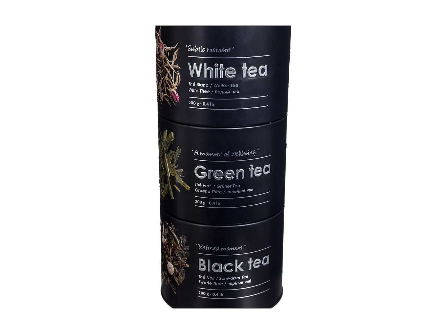 Boîte à Thé 3 Compartiments "Relief II" 26cm Noir