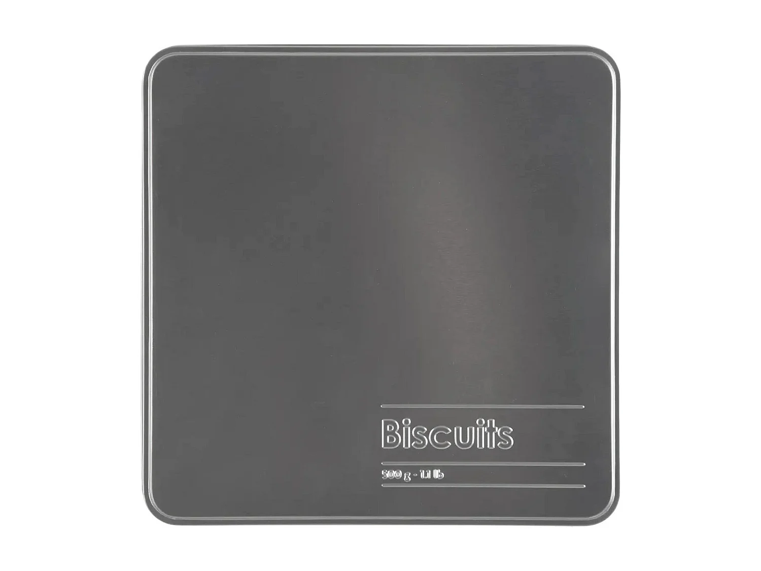 Recipiente para galletas de hierro negro con relieve 500gr 20x20x h 8.2 cm