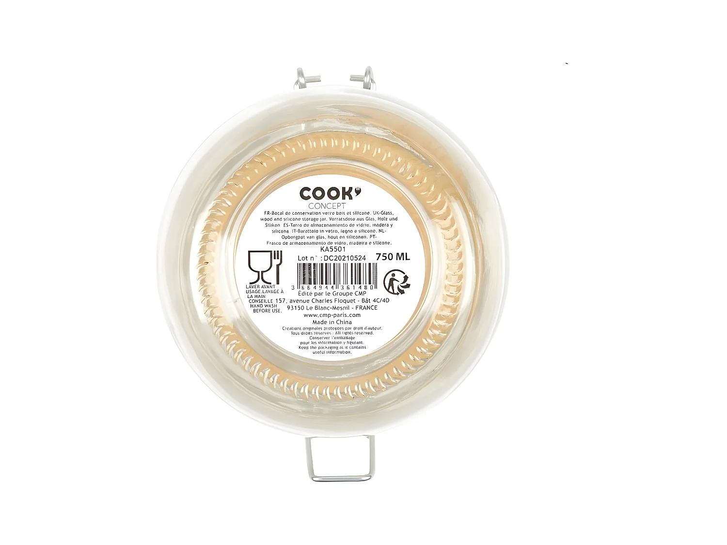 Bocal de Conservation "Nourriture" 75cl Transparent