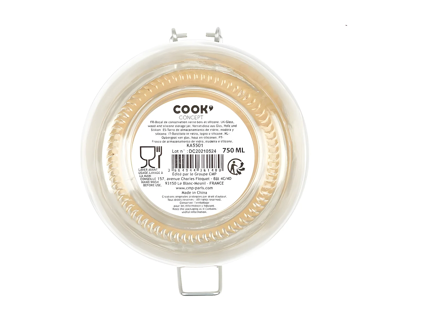 Bocal de Conservation "Nourriture" 75cl Transparent