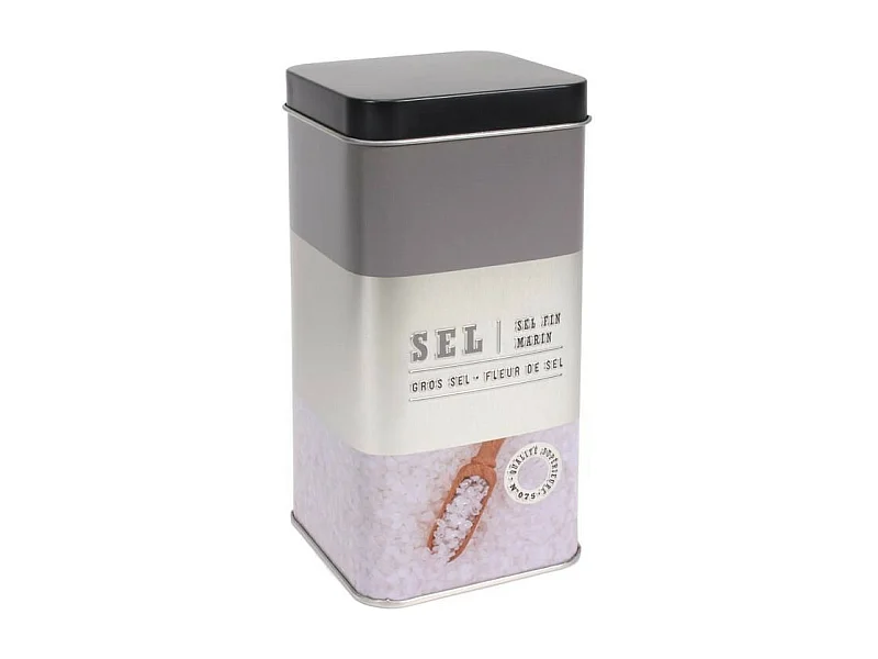 Boîte à Sel en Métal "Relief Vintage" 17cm Gris