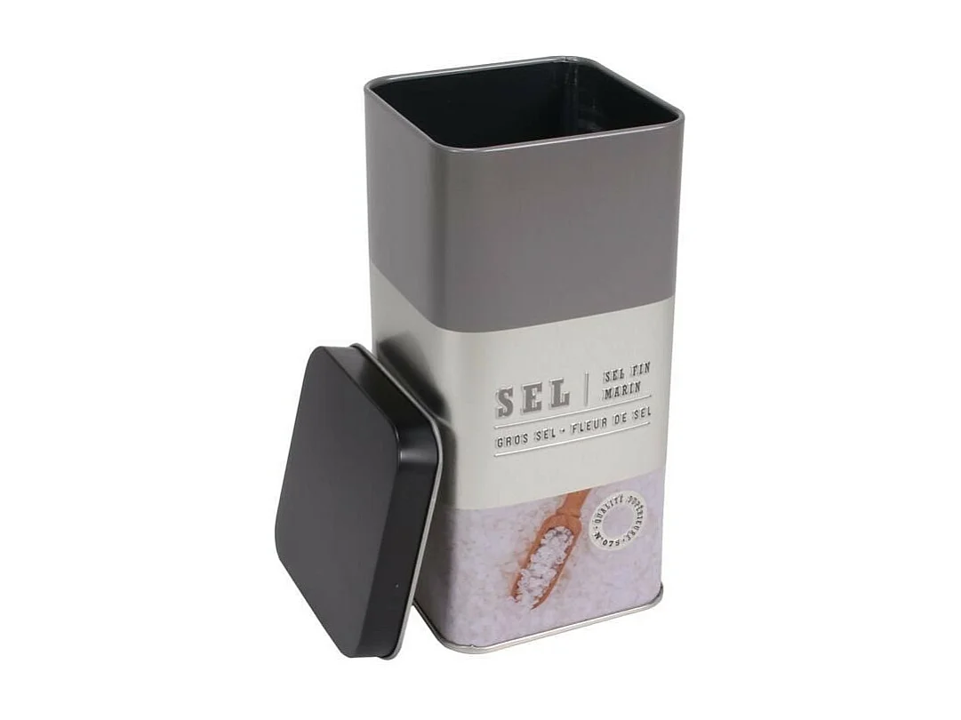 Boîte à Sel en Métal "Relief Vintage" 17cm Gris