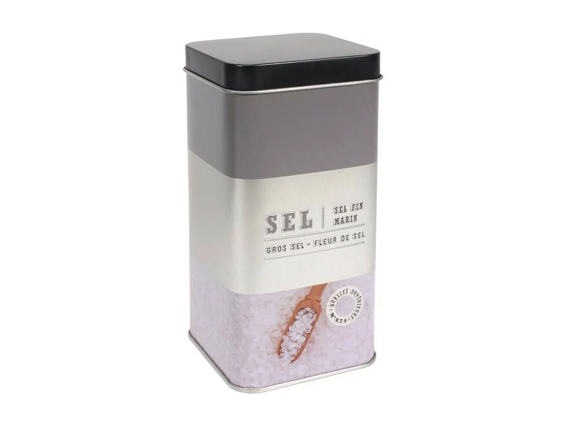 Boîte à Sel en Métal "Relief Vintage" 17cm Gris