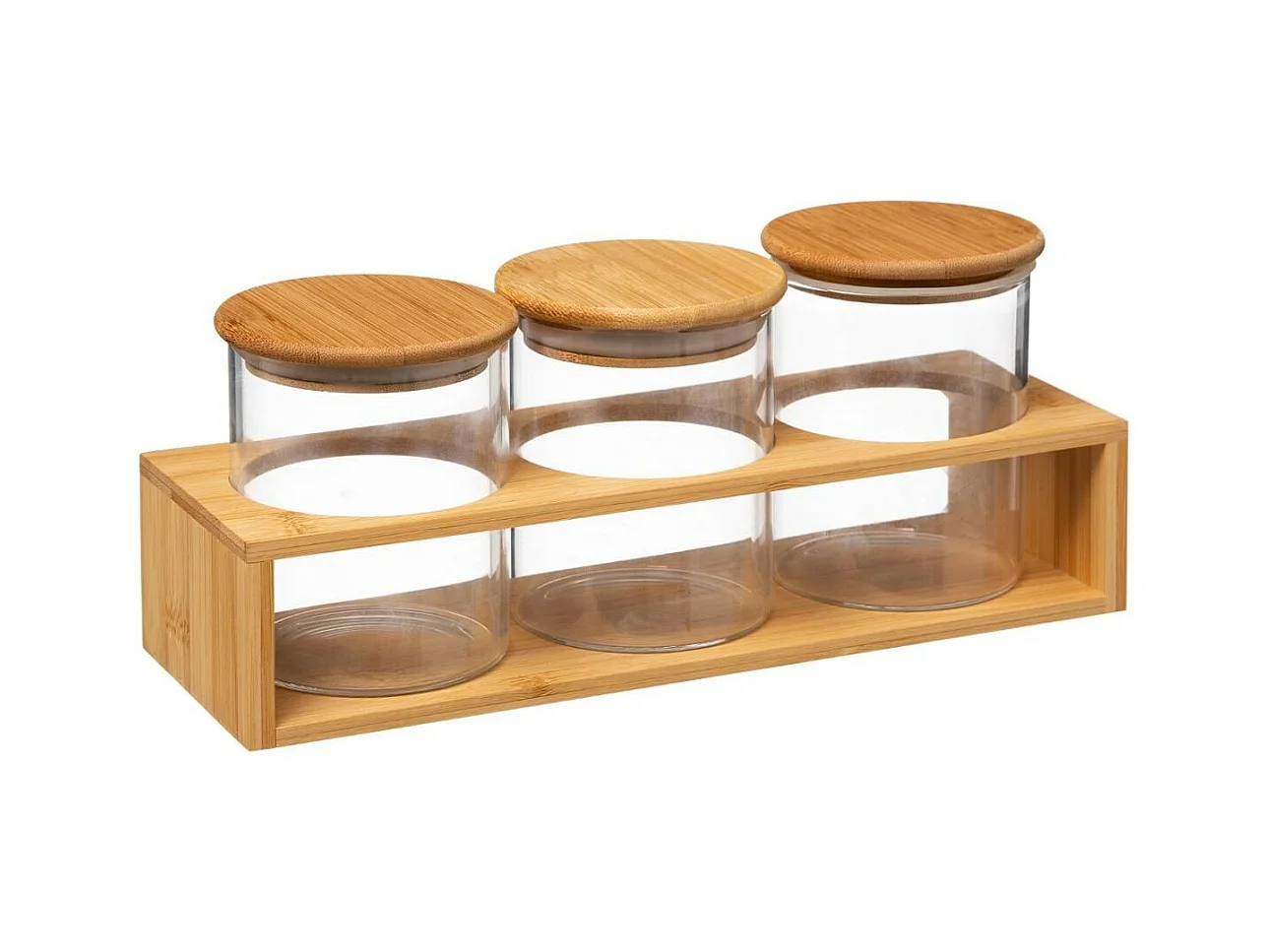 Lot de 3 Bocaux en Verre "Bambou" 0,47L Naturel