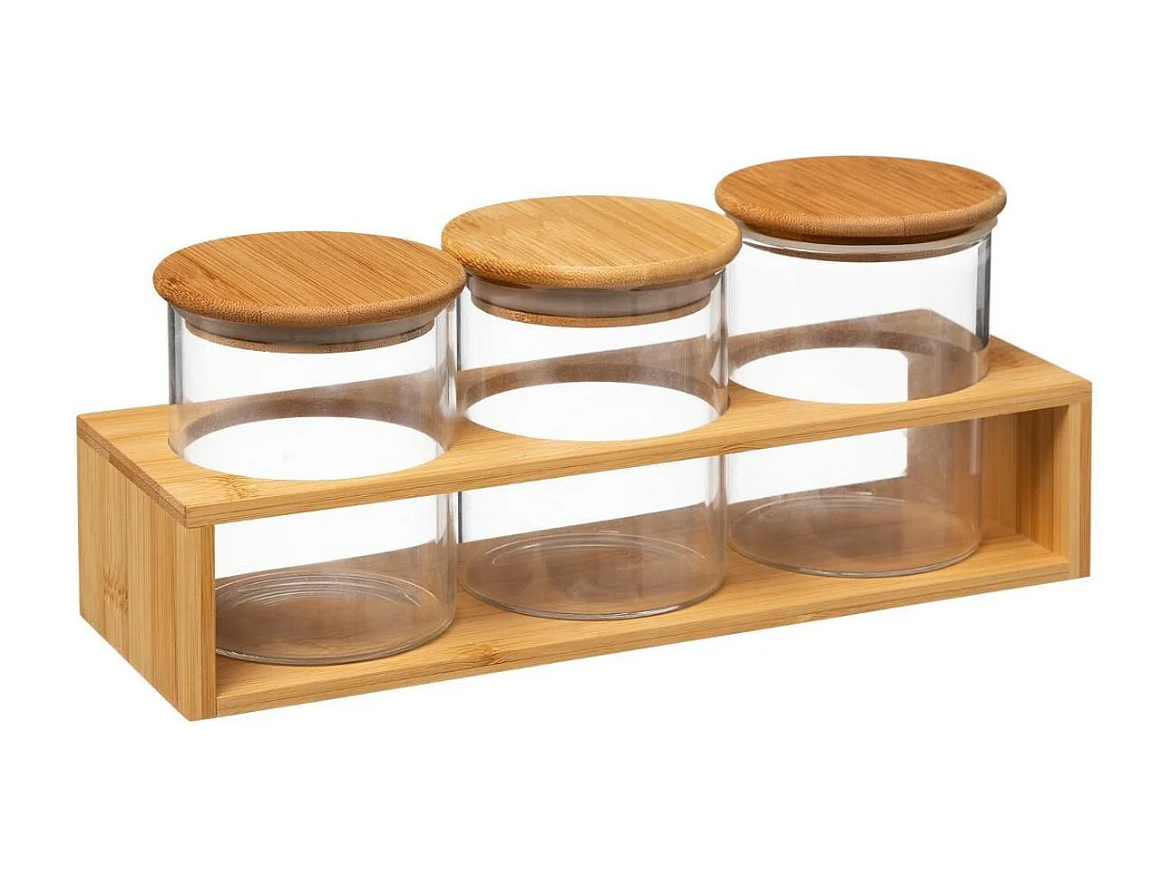 Lot de 3 Bocaux en Verre "Bambou" 0,47L Naturel