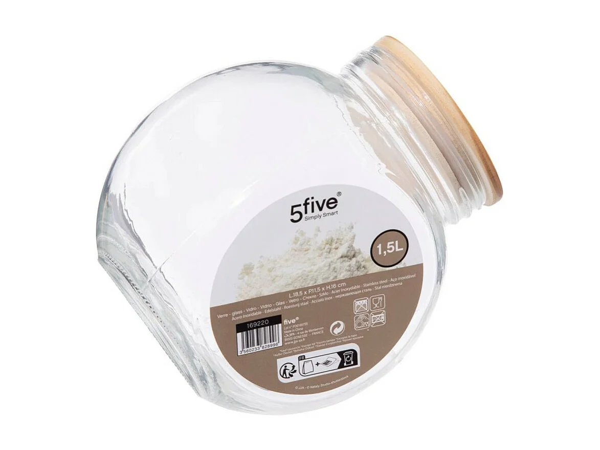 Bocal à Bonbons en Verre "Bois" 1,5L Transparent