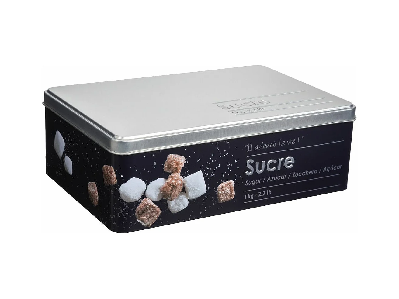 Küchenbehälter für Zuckerwürfel aus Eisen Schwarz 1kg 20,2x13,2x h6,7 cm