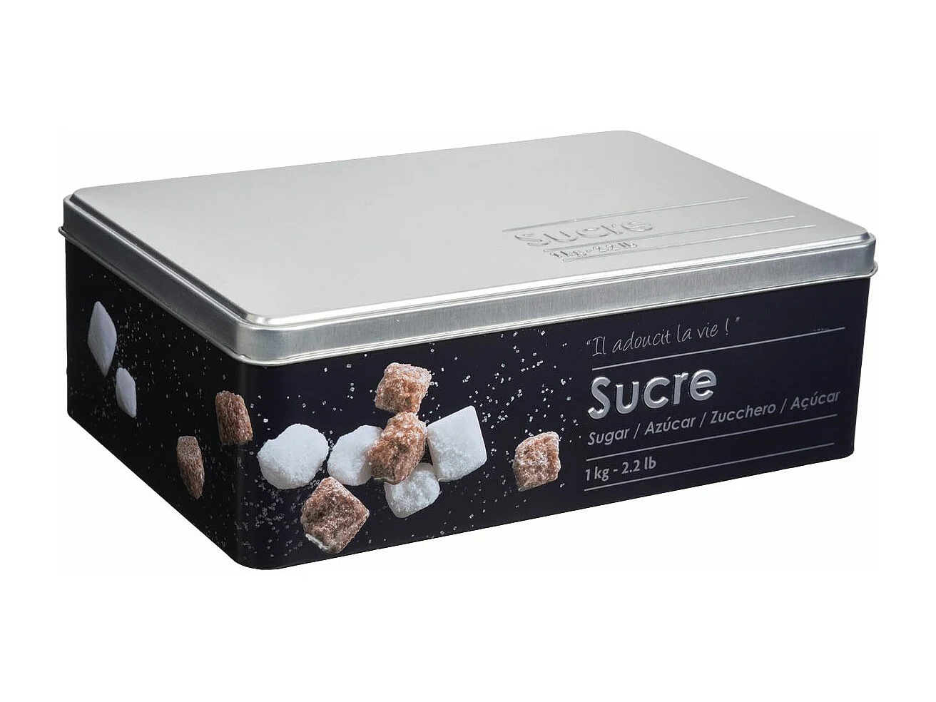 Küchenbehälter für Zuckerwürfel aus Eisen Schwarz 1kg 20,2x13,2x h6,7 cm