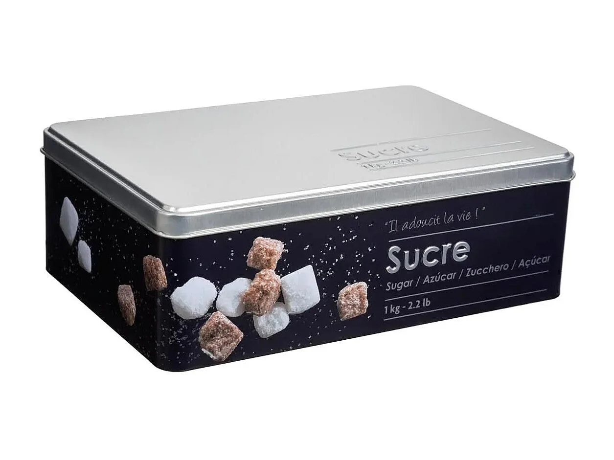 Küchenbehälter für Zuckerwürfel aus Eisen Schwarz 1kg 20,2x13,2x h6,7 cm