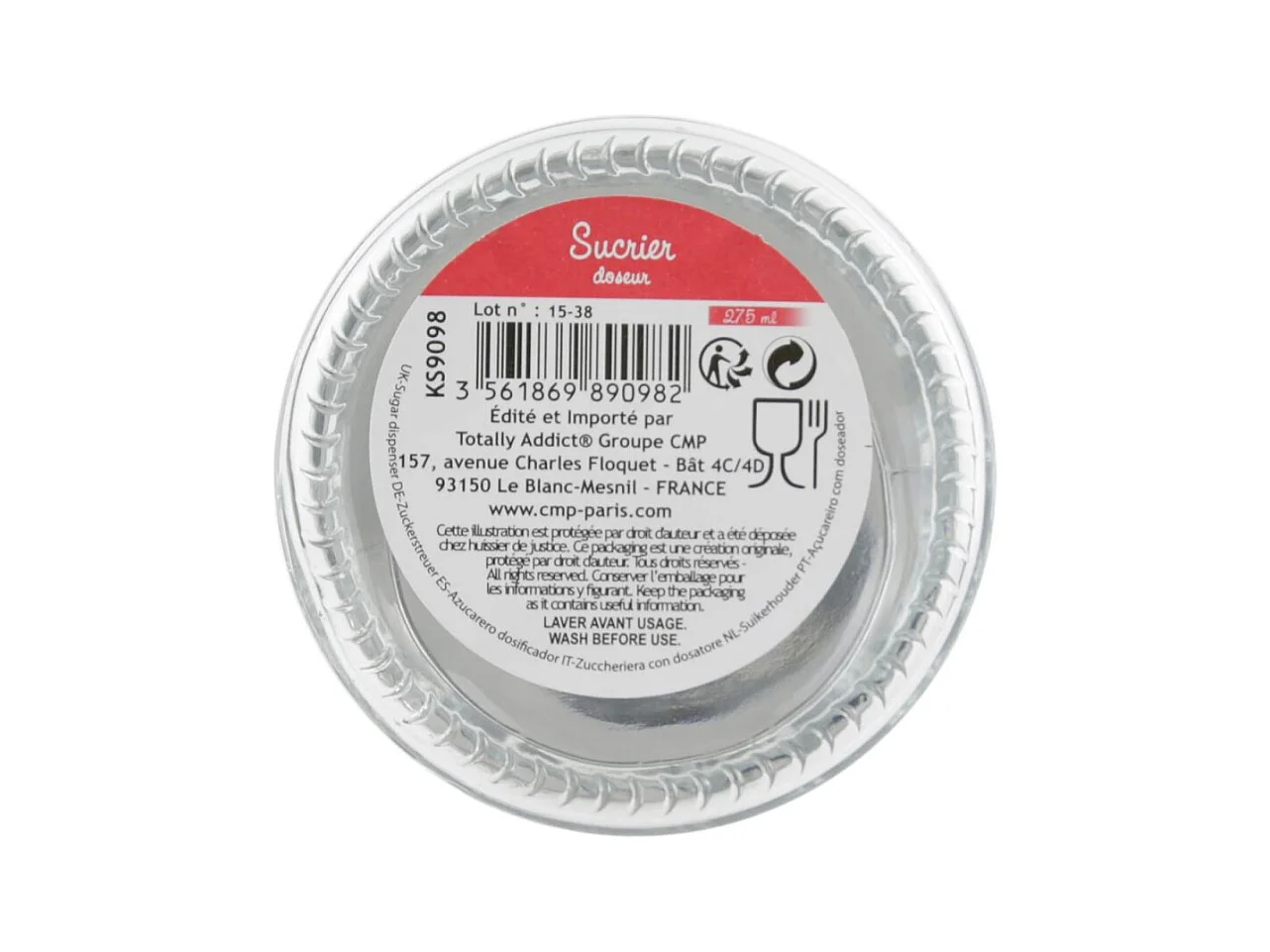 Sucrier Doseur "Cuisine" 275ml Transparent