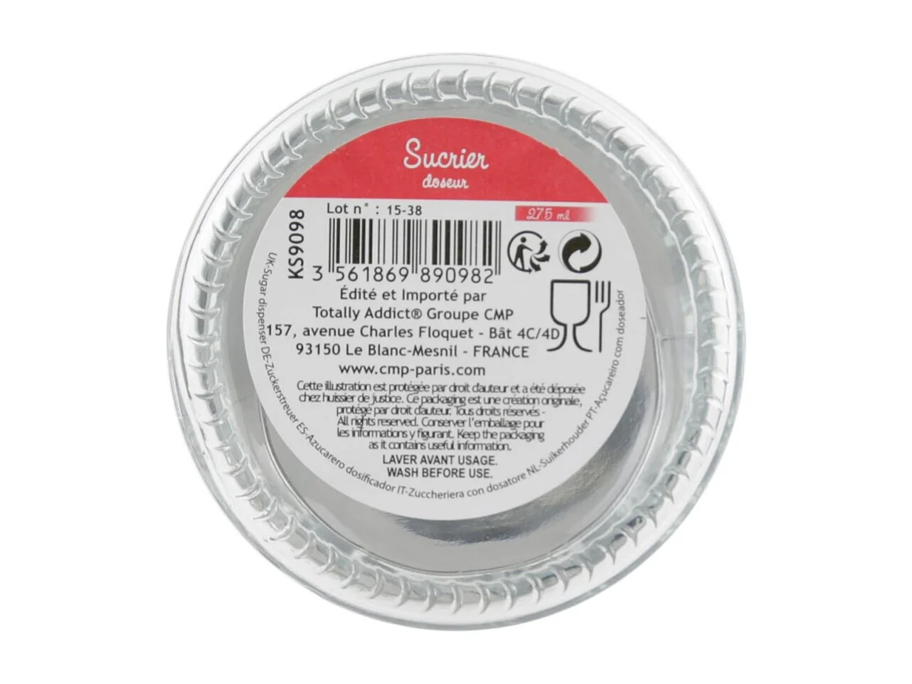 Sucrier Doseur "Cuisine" 275ml Transparent