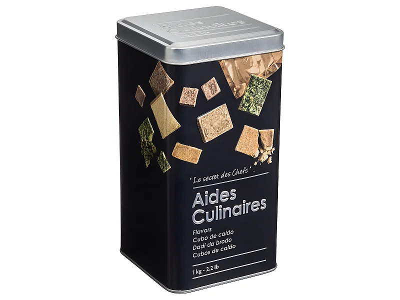 Recipiente de cocina para cubo de caldo en hierro Negro 1kg 8,8x8,8x h7 cm