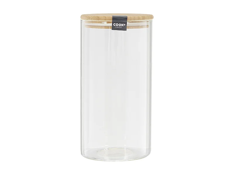 Bocal En Verre Et Bambou 1.2l Transparent, Beige