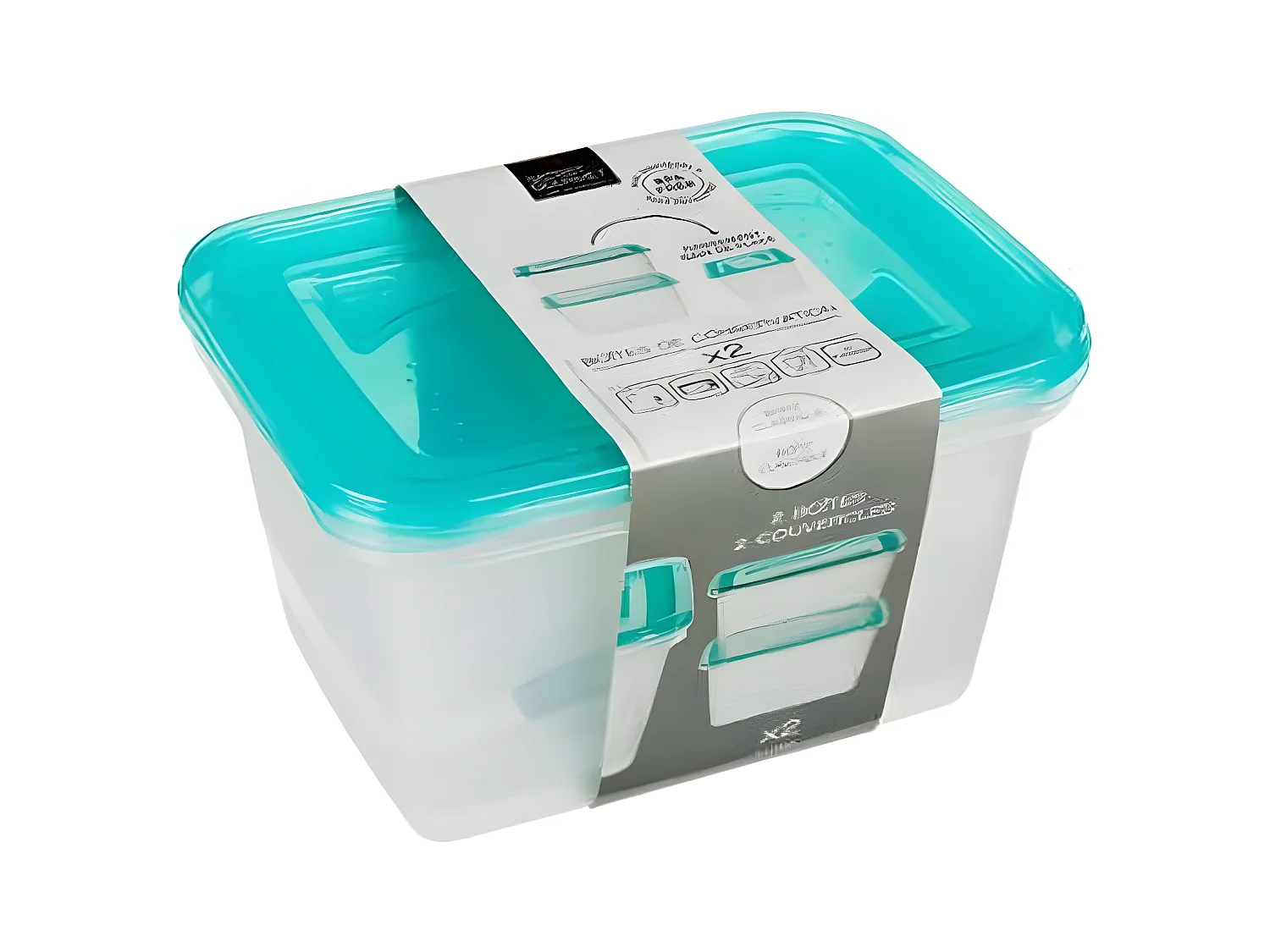 Lot de 2 Boîtes de Conservation "Fresh & Freeze" 2L Bleu