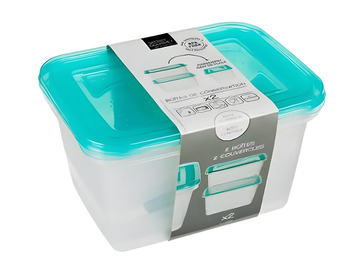 Lot de 2 Boîtes de Conservation "Fresh & Freeze" 2L Bleu