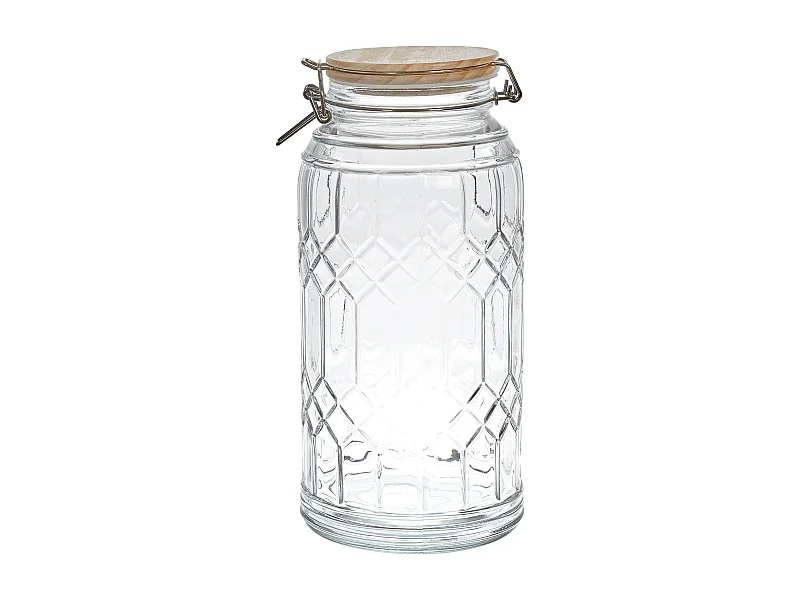 Bocal De Conservation Couvercle En Bois 2.7l Transparent, Marron