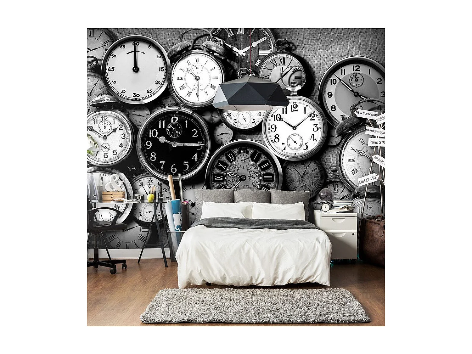 Papier Peint "Retro Clocks" 70 x 100 cm