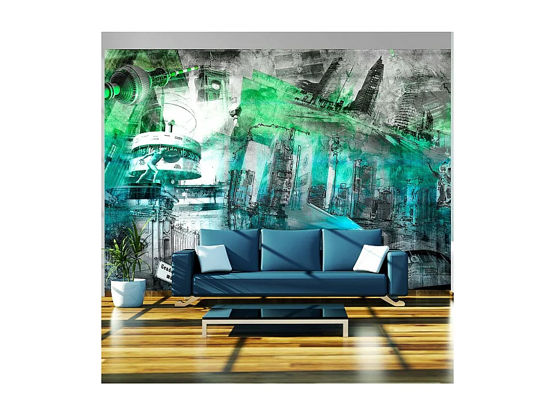 Papier Peint "Berlin Collage Vert" 140 x 200 cm