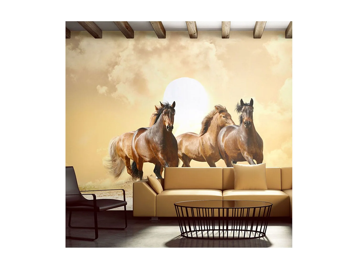 Papier Peint "Chevaux au Galop" 193 x 250 cm
