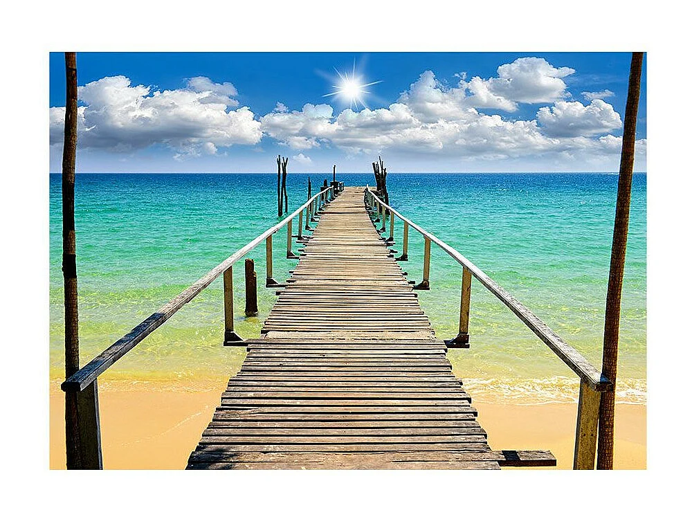 Papier Peint "Plage, Soleil, Jetée" 210 x 300 cm
